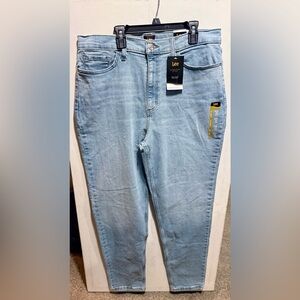 Lee Women's Light Blue High Rise Jeans Size-16 Long